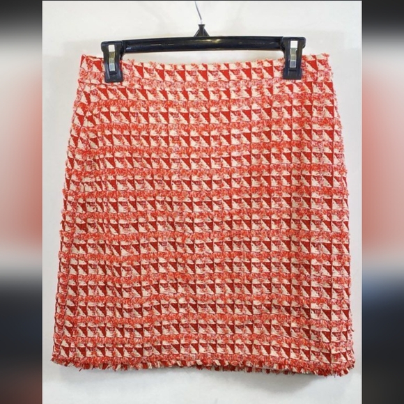 Ann Taylor Red/Pink Fringe Tweed A-line Skirt - Picture 5 of 11